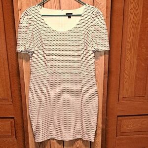 Ann Taylor Size 12 Ivory/Black Dress Short sleeves